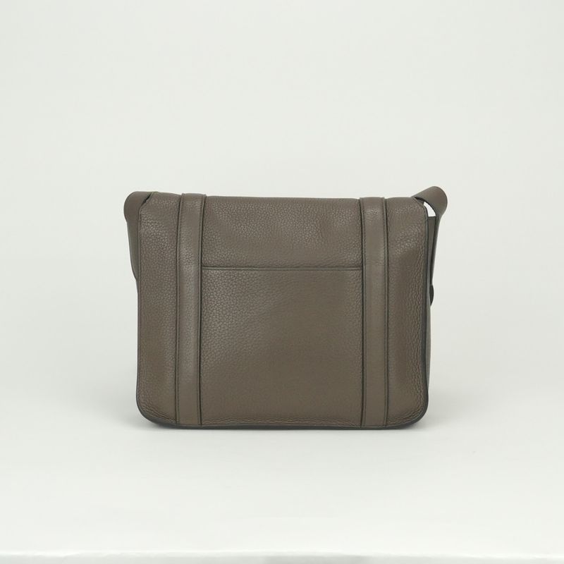 Hermes Steve Caporal 28 Shoulder Bag Taurillon Clemence Taupe Gray Silver