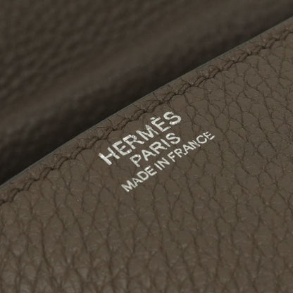 Hermes Steve Caporal 28 Shoulder Bag Taurillon Clemence Taupe Gray Silver