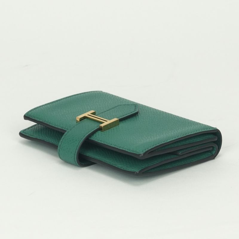 Hermes Bearn Mini Wallet with Coin Purse Bifold Mini Epsom Vertigo Vert Green