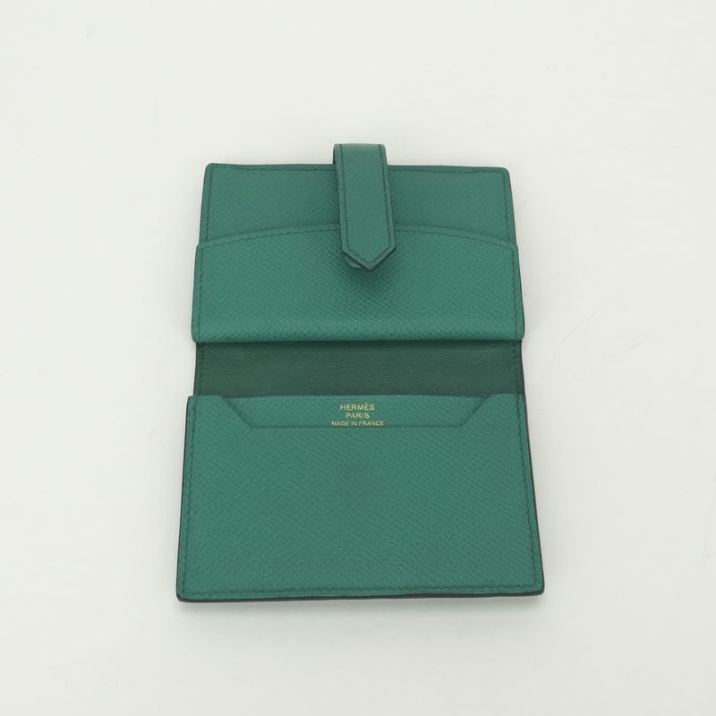 Hermes Bearn Mini Wallet with Coin Purse Bifold Mini Epsom Vertigo Vert Green