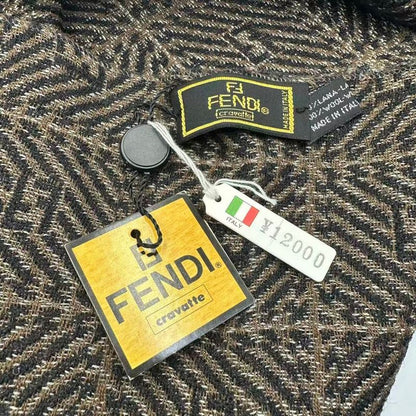 Fendi Scarf Zucca Pattern Wool Brown