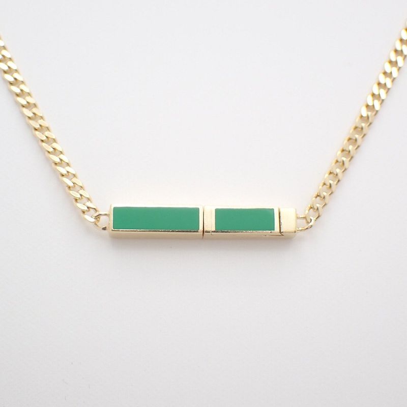 Bottega Veneta ID Chain Necklace Gold Green