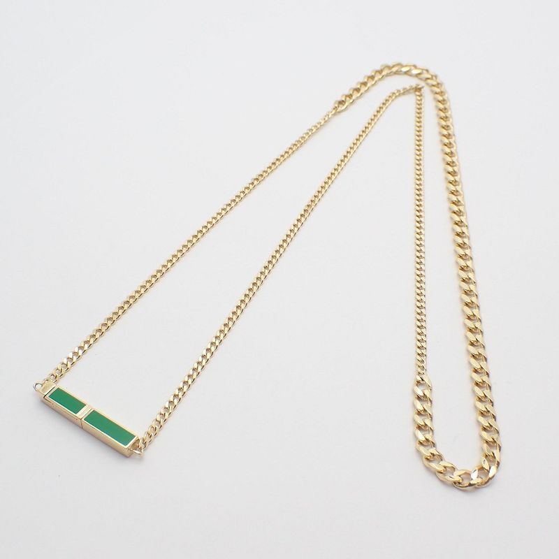 Bottega Veneta ID Chain Necklace Gold Green