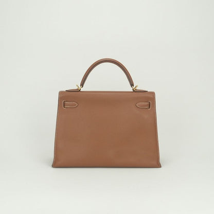 Hermes Kelly 32 Tote Shoulder Bag Courchevel Gold Brown 2-Way