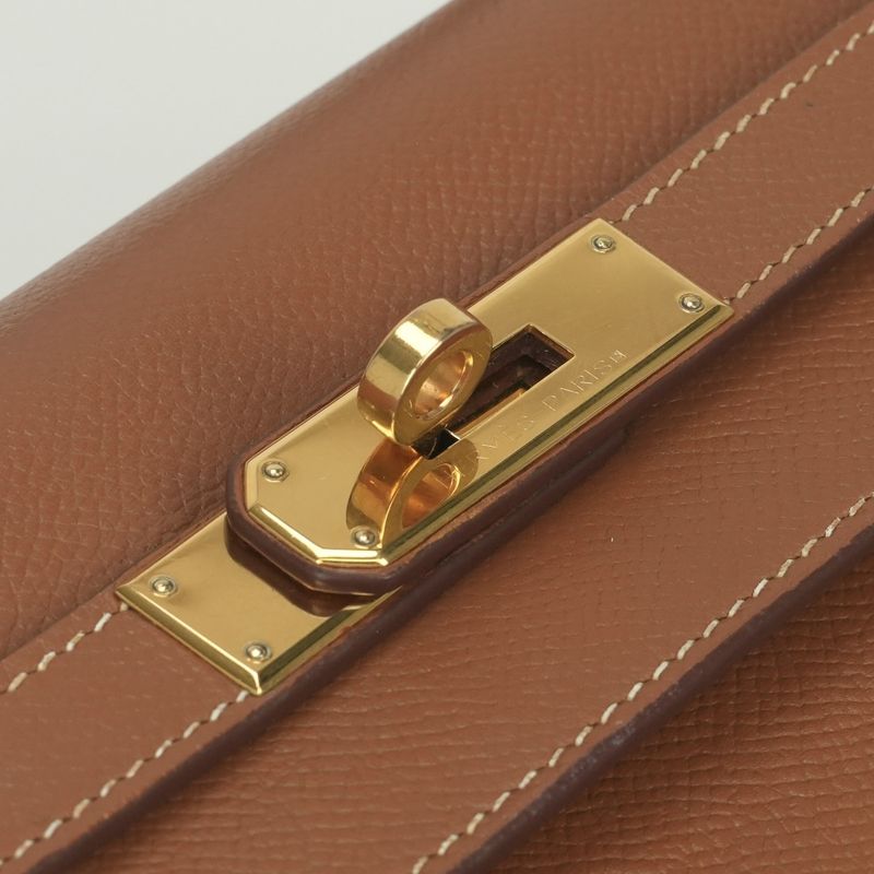 Hermes Kelly 32 Tote Shoulder Bag Courchevel Gold Brown 2-Way