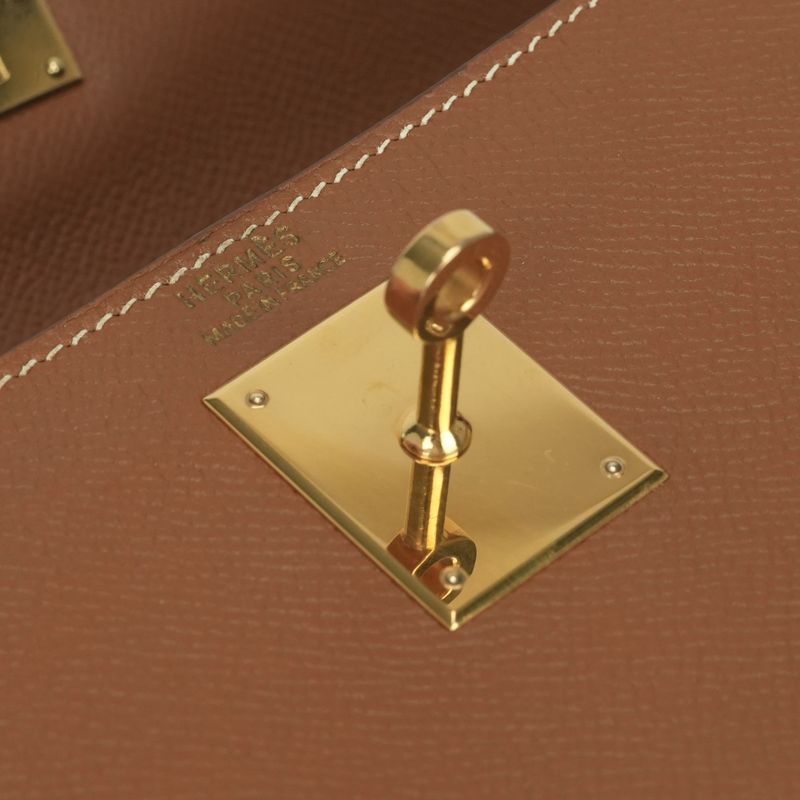 Hermes Kelly 32 Tote Shoulder Bag Courchevel Gold Brown 2-Way