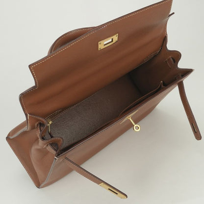Hermes Kelly 32 Tote Shoulder Bag Courchevel Gold Brown 2-Way