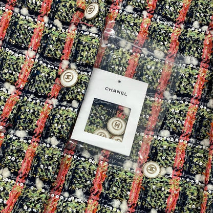 Chanel Cd7 Cruise Line Sequin Blend Tweed Jacket 34 CC Logo Button