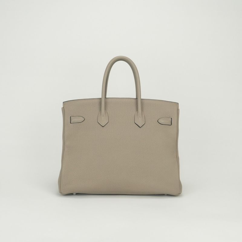 Hermes Birkin 35 Tote Togo Tourtierle Gristourterelle Gray Silver
