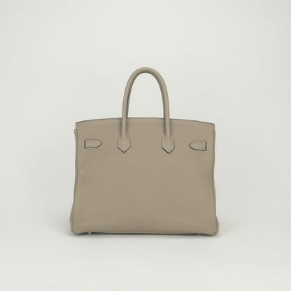 Hermes Birkin 35 Tote Togo Tourtierle Gristourterelle Gray Silver