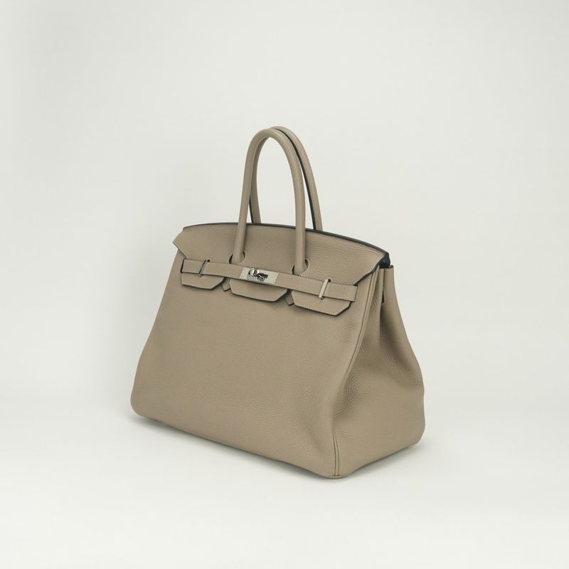 Hermes Birkin 35 Tote Togo Tourtierle Gristourterelle Gray Silver