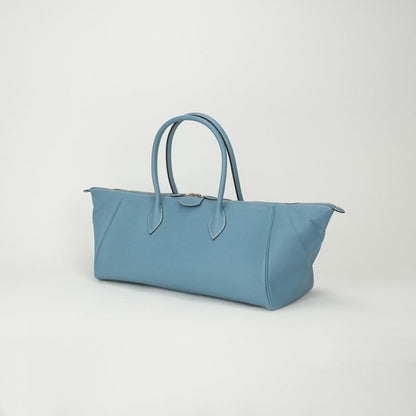 Hermes Paris Bombay 40 Tote Epsom Bluejean Blue Silver Handbag Veau
