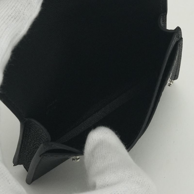 Hermes Snap Card Case Epsom Noir Black Silver Veau