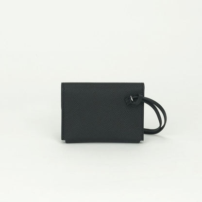 Hermes Snap Card Case Epsom Noir Black Silver Veau