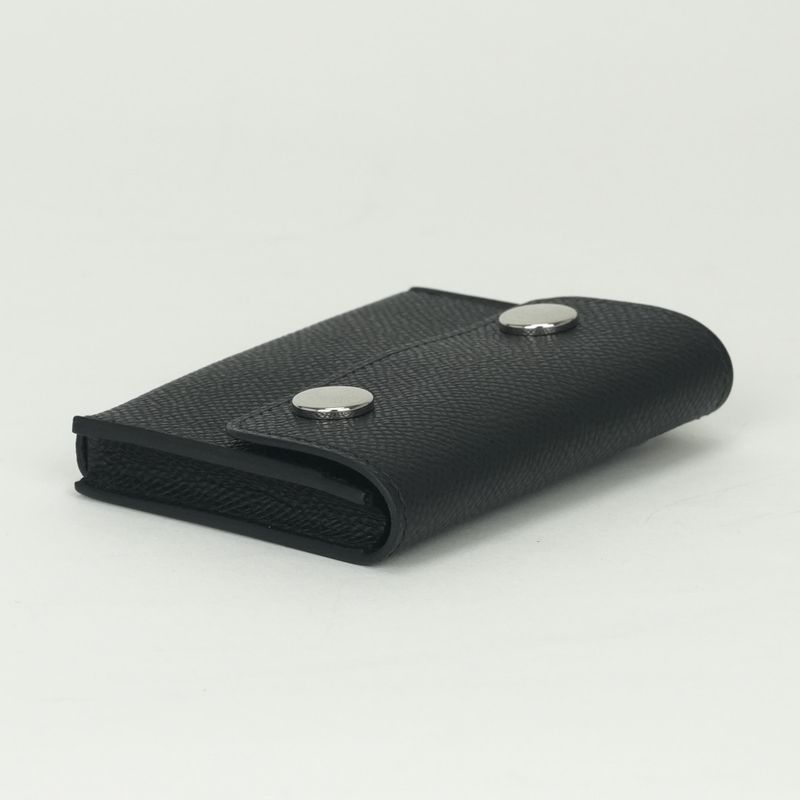 Hermes Snap Card Case Epsom Noir Black Silver Veau