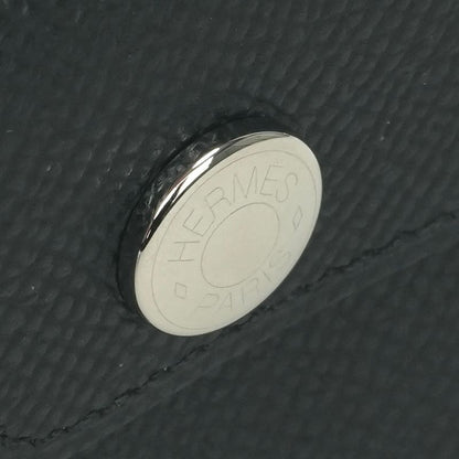 Hermes Snap Card Case Epsom Noir Black Silver Veau