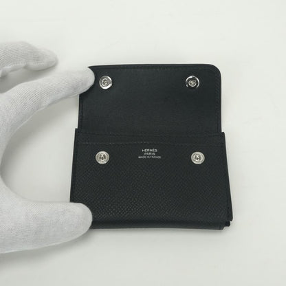 Hermes Snap Card Case Epsom Noir Black Silver Veau