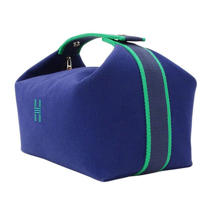 Hermes Handbag Bride-a-Brac GM Canvas Marine Blue 03 Pouch Case Makeup Simple