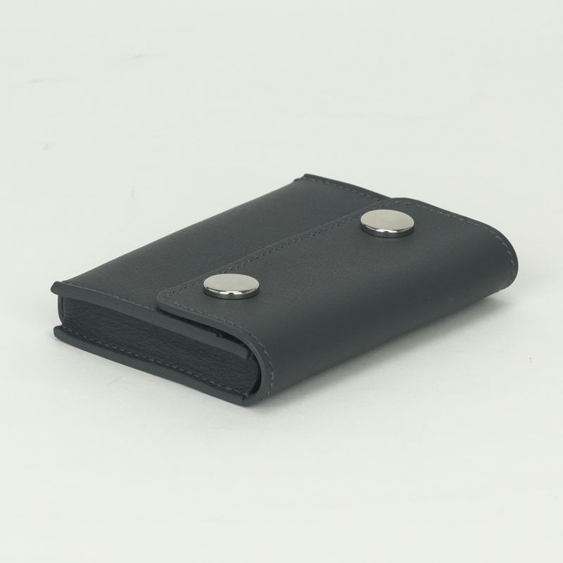Hermes Knap Card Case Swift Graphite Gray Silver V-swift