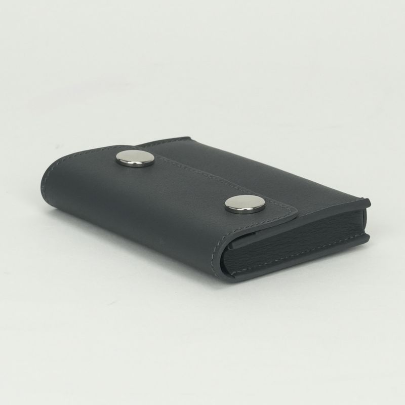 Hermes Knap Card Case Swift Graphite Gray Silver V-swift