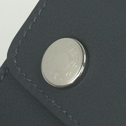 Hermes Knap Card Case Swift Graphite Gray Silver V-swift