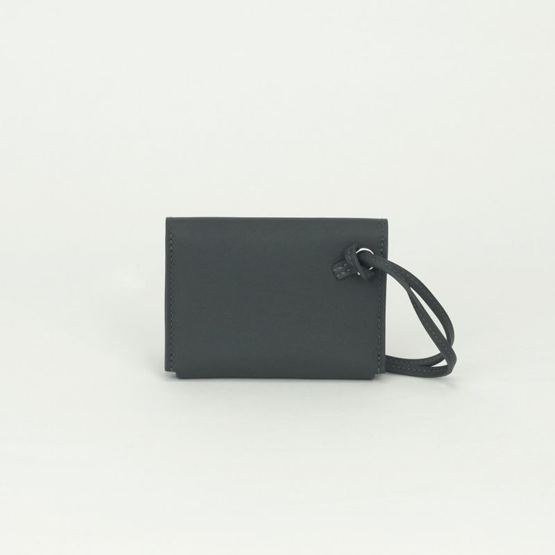 Hermes Knap Card Case Swift Graphite Gray Silver V-swift