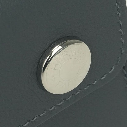Hermes Knap Card Case Swift Graphite Gray Silver V-swift