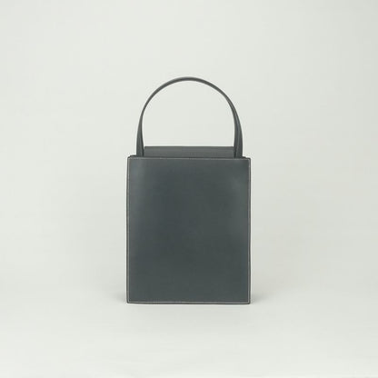Hermes Lucie MM Tote Boxcalf Chevre Graphite Gray Gold Handbag Misor