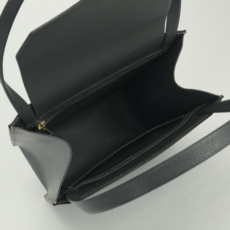 Hermes Lucie MM Tote Boxcalf Chevre Graphite Gray Gold Handbag Misor