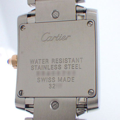 Cartier Watch Tank Francaise SM 11 Point Diamond Index Square Guilloche Silver