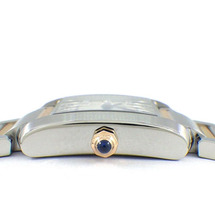 Cartier Watch Tank Francaise SM 11 Point Diamond Index Square Guilloche Silver