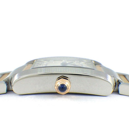 Cartier Watch Tank Francaise SM 11 Point Diamond Index Square Guilloche Silver