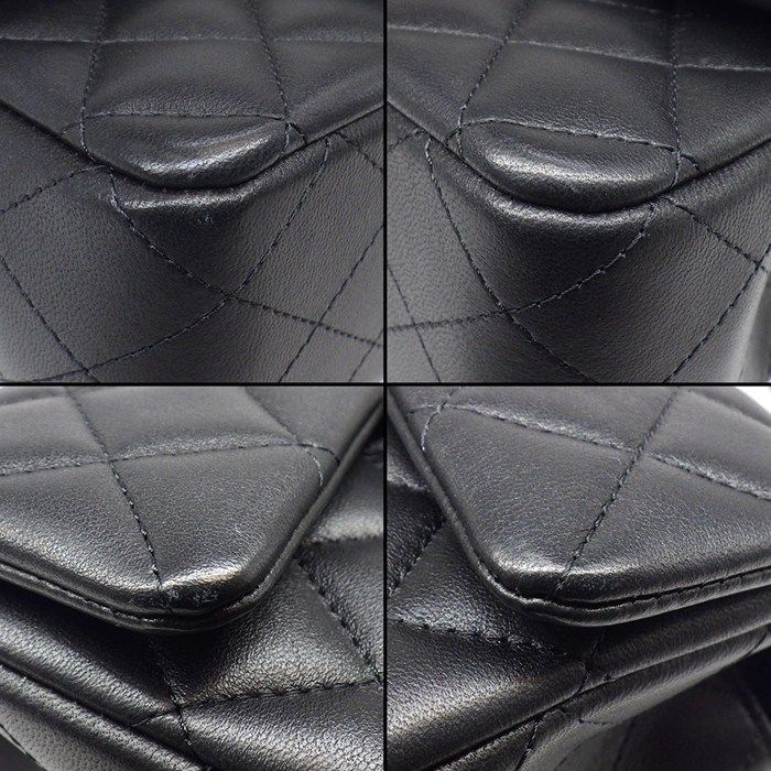 Chanel Shoulder Bag Quilted 20 Top Handle Mini Classic Black Lambskin Gold