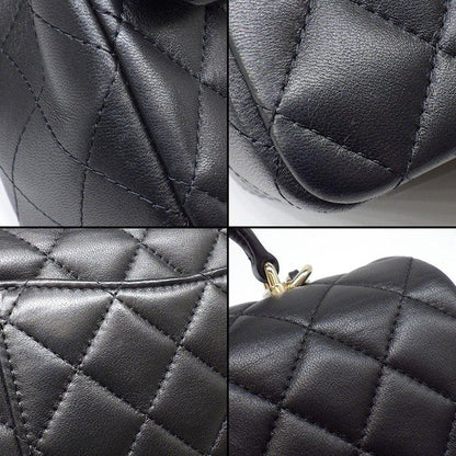 Chanel Shoulder Bag Quilted 20 Top Handle Mini Classic Black Lambskin Gold