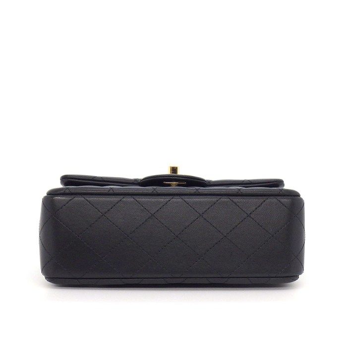 Chanel Shoulder Bag Quilted 20 Top Handle Mini Classic Black Lambskin Gold