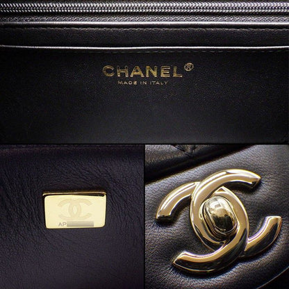 Chanel Shoulder Bag Quilted 20 Top Handle Mini Classic Black Lambskin Gold