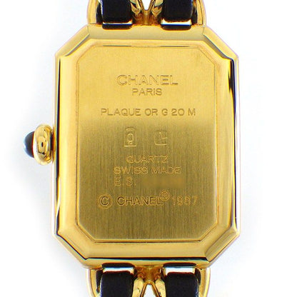 Chanel Watch Premier M Octagonal Black Dial Chain Bracelet Leather Quartz Analog