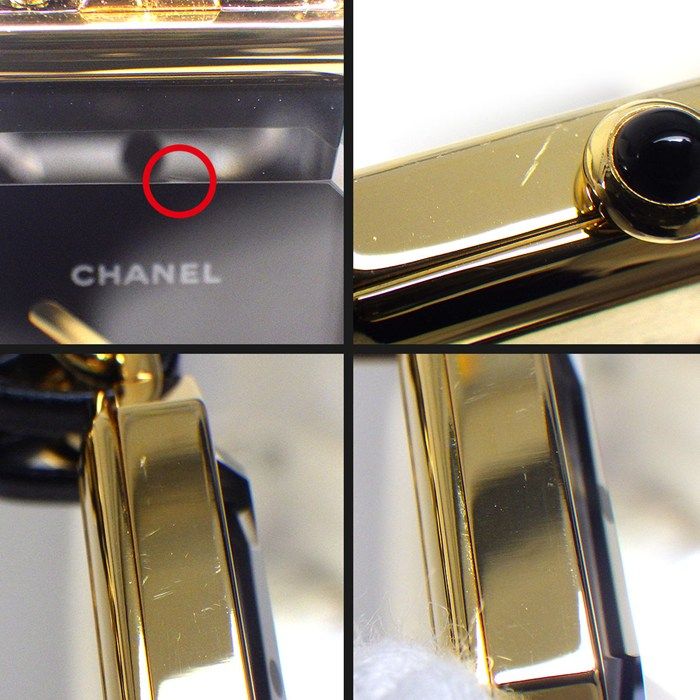 Chanel Watch Premier M Octagonal Black Dial Chain Bracelet Leather Quartz Analog