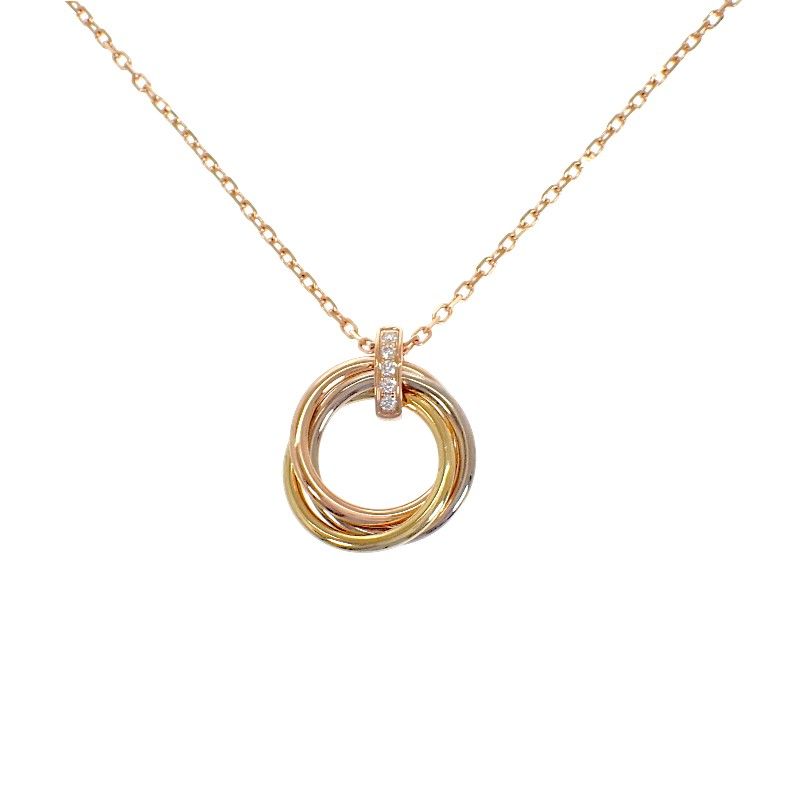 Cartier Trinity Necklace Pendant 18k Yellow Gold 18k Pink 18k White Diamond