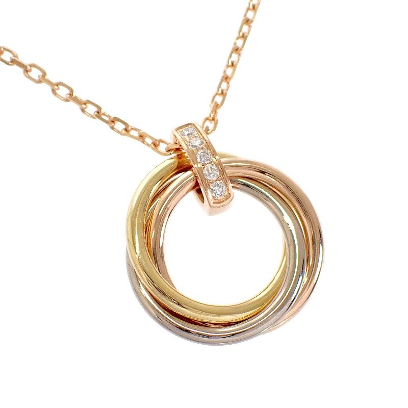 Cartier Trinity Necklace Pendant 18k Yellow Gold 18k Pink 18k White Diamond