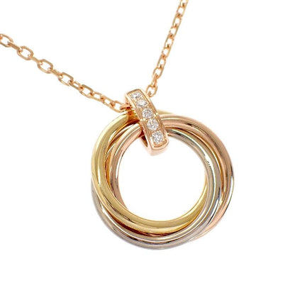Cartier Trinity Necklace Pendant 18k Yellow Gold 18k Pink 18k White Diamond