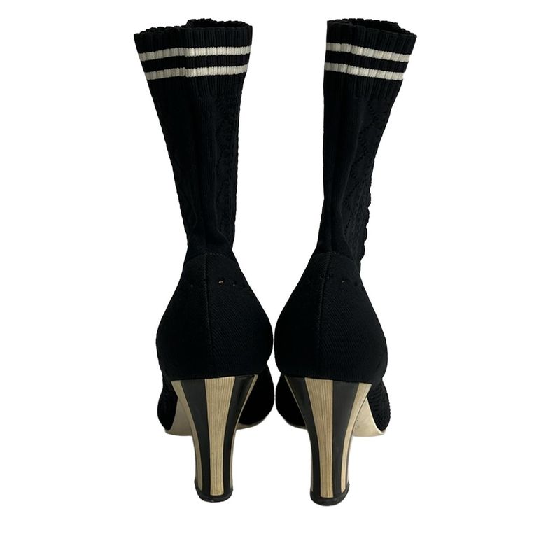 Fendi Short Boots 39 Black White Knit Sock