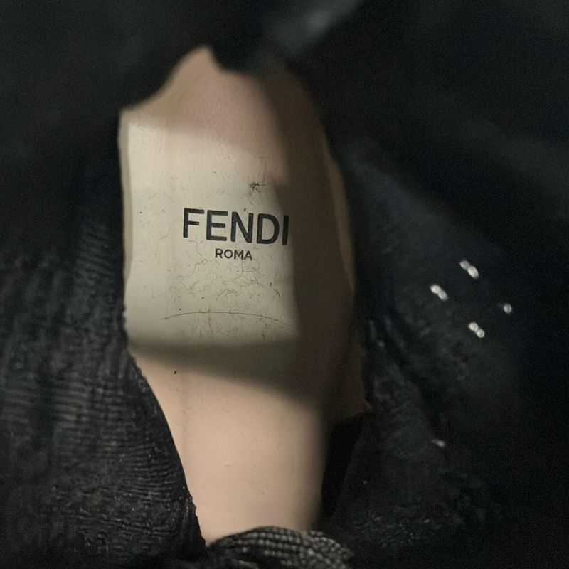 Fendi Short Boots 39 Black White Knit Sock