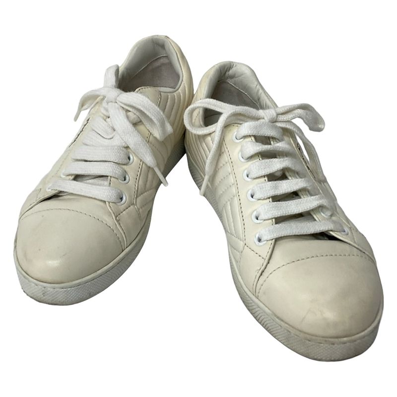 Prada Sneakers 35 Ivory Quilted Leather