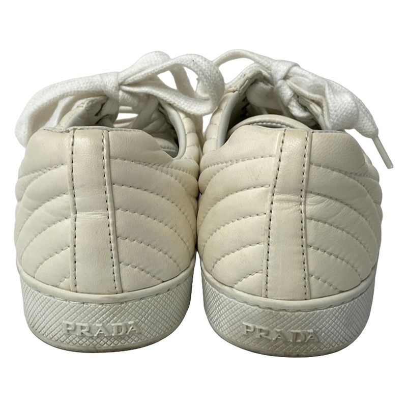 Prada Sneakers 35 Ivory Quilted Leather