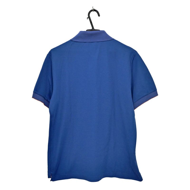 Hermes Series Button Polo Shirt Short Sleeve Blue L Cotton Polyester Cleaned