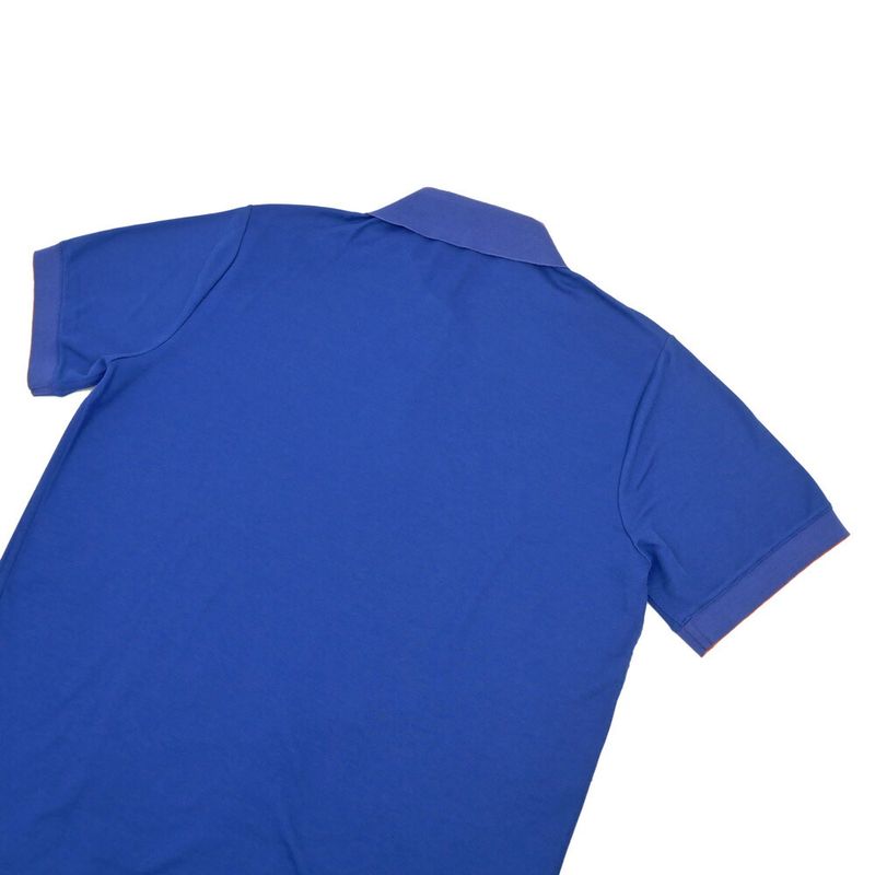 Hermes Series Button Polo Shirt Short Sleeve Blue L Cotton Polyester Cleaned