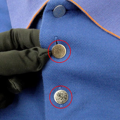 Hermes Series Button Polo Shirt Short Sleeve Blue L Cotton Polyester Cleaned