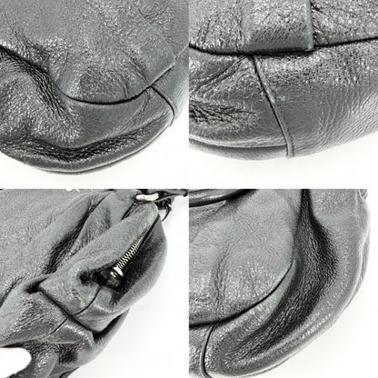Prada Handbag Tote Shoulder Leather Black Silver