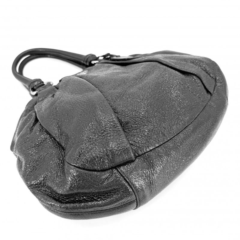 Prada Handbag Tote Shoulder Leather Black Silver